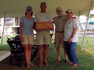 2012 Stone Horse Builder’s Cup
Marion resident Jim Stewart and his wife Maura teamed up with Doug and Ingrid Scott of Castine, Maine to win the 2012 Stone Horse Builder’s Cup Race on Buzzards Bay earlier this month.  The team’s boat, Pegasus, completed the 5.7 nautical mile course, starting and finishing on windward legs.  Photos courtesy of Tom Kenney. 
