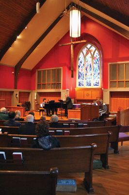 South Coast Chamber Music
The South Coast Chamber Music Society performed selections from Schnittke, Schubert and Brahms during their performance at St. Gabriel’s Church on Saturday evening, March 3. The Show was also included a lecture about the composer prior to the concert and was attended by about seventy people. The South Coast Chamber Music Society will return to St. Gabriel’s Church on March 31 for a concert entitled, Fresh Breeze.  Photo by Robert Chiarito. March 8, 2012 edition
