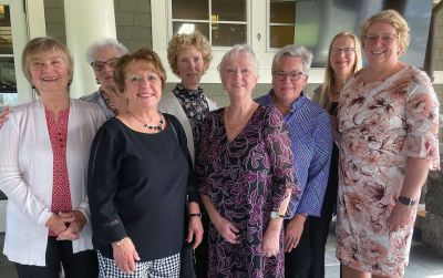 Sippican Woman's Club 
Board Members of the Sippican Woman's Club at its Luncheon/Annual Meeting and election of officers at The Bay Club. From left, front row: Mary Verni, V.P. Property Management reelected for an additional three-year term; Jeanne Bruen, Historian. Back row: Priscilla Bradley, secretary r-elected for an additional three-year term; Deborah Bush, Publicity; Ellen Johnston, Hospitality/Sunshine; Joanne Petrie, Assistant Treasurer; Lee Williamson, treasurer; Kathleen Tibbitts, president. Not pictured: Lorraine Char
