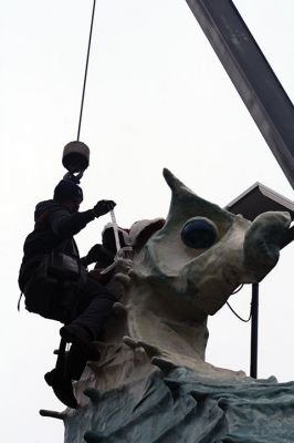 Salty the Santa Seahorse
Salty the Seahorse got his holiday hat on Wednesday, December 7, now making the Mattapoisett town mascot "Salty the Santa Seahorse" for the season. Brownell Systems again assisted the Mattapoisett Land Trust in carrying on the annual holiday tradition that has come to symbolize the official start to Christmas in Mattapoisett. Photos by Jean Perry
