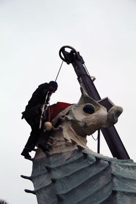 Salty Santa
Salty the Seahorse got his Santa hat on Friday, December 6, courtesy of the Mattapoisett Land Trust and with the help of Brownell Systems, Inc. Salty in his hat is a sure sign that the holiday season has begun in Mattapoisett. Photos by Jean Perry
