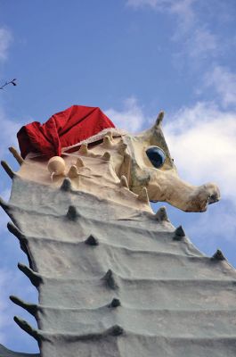 Salty's Hat
Early this past Friday, December 1, as folks were rushing to work and children settling into school, an annual tradition transpired in Mattapoisett at the corner of Route 6 and North Street. With the placement of the Santa hat upon the head of our beloved Salty the Seahorse, the holiday season officially began. As they do every year, the folks at Brownell Systems assisted the Mattapoisett Land Trust in the placement of the hat via a tall crane. Photo by Paul Lopes
