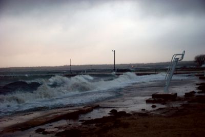 After Sandy
Surf crashes over the Mattapoisett Town Wharf during Hurricane Sandy. Photo by Faith Ball

