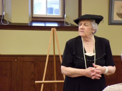 Sara Delano
Area historian Natalie Hemingway entertained a crowded room at the Mattapoisett Free Public Library on Sunday, March 14, 2010, with a presentation on Sara Delano, a Fairhaven legend and mother to President Franklin Delano Roosevelt. Ms. Hemingway got into character and lifted everyones spirits on a dreary, rainy day. Photo by Sarah K. Taylor.
