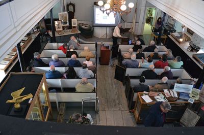 Schooner Era
The authors of a new book, The Last of the Fairhaven Coasters: Reliving the era of the coastal schooner in Mattapoisett, gave a talk on January 26 at the Mattapoisett Historical Museum Carriage House about Daniel Tucker’s father Captain Claude S. Tucker, captain of his beloved schooner the Coral. Pictured from left to right: Robert Demanche, Daniel Tucker, and Caroline Tucker. By Jean Perry
