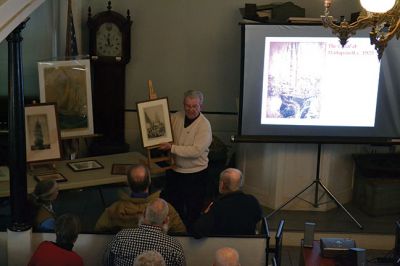 Schooner Era
The authors of a new book, The Last of the Fairhaven Coasters: Reliving the era of the coastal schooner in Mattapoisett, gave a talk on January 26 at the Mattapoisett Historical Museum Carriage House about Daniel Tucker’s father Captain Claude S. Tucker, captain of his beloved schooner the Coral. Pictured from left to right: Robert Demanche, Daniel Tucker, and Caroline Tucker. By Jean Perry
