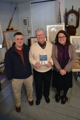 Schooner Era
The authors of a new book, The Last of the Fairhaven Coasters: Reliving the era of the coastal schooner in Mattapoisett, gave a talk on January 26 at the Mattapoisett Historical Museum Carriage House about Daniel Tucker’s father Captain Claude S. Tucker, captain of his beloved schooner the Coral. Pictured from left to right: Robert Demanche, Daniel Tucker, and Caroline Tucker. By Jean Perry
