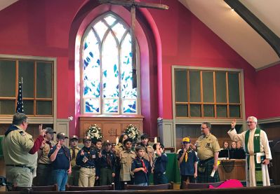 Scout Service
Marion Cub Scout Pack 32 and Marion Boy Scout Troop 32 attended service at St. Gabriel’s Episcopal Church, their charter organization, on February 10 for the annual Scout Service. The church includes several members who were Scouts themselves, including Rev. Piper who achieved the rank of Eagle Scout. Photos courtesy Lee E. Sayers
