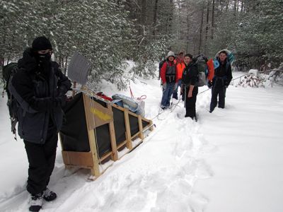 Klondike Derby at Camp Cachalot
Over the last couple of weekends the Marion Boy Scouts Troop 32 attended a Klondike Derby at Camp Cachalot in Myles Standish State Park and had their annual Movie Night at the cabin at Camp Hadley, Marion. The Klondike Derby was attended by Jackson St. Don, Chris Horton, Jack Nakashian and David Sheldon on January 31. There were difficulties this year due to, of all things, snow. But the Scouts performed as many of the skill tests as they could and had good fun in the cold and snow in the all day event.
