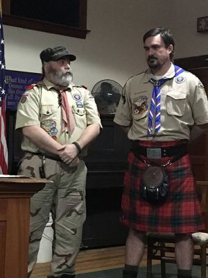 Rochester Boy Scouts Troop 31
Rochester Boy Scouts Troop 31 said a fond farewell to its scoutmaster of nine years, Mike Blanchard. A cake with an uncanny likeness of Blanchard was enjoyed after the ceremony. Nine candles symbolized the nine years Blanchard spent as scoutmaster. Photo by Jean Perry

