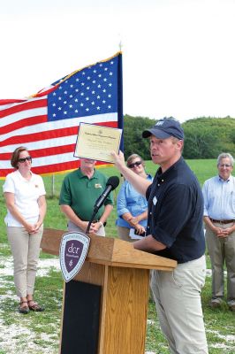 Shaw Farm Trail
July 31 was a big day for the Buzzards Bay Coalition, the Towns of Fairhaven and Mattapoisett, and the entire South Coast when 416 acres of farmland and conservation land were added to the Nasketucket Bay Conservation Project, which was formally completed with the addition of the Shaw Farm Trail that now links the bike path with the Nasketucket Bay State Reservation. Photos by Colin Veitch and Jean Perry
