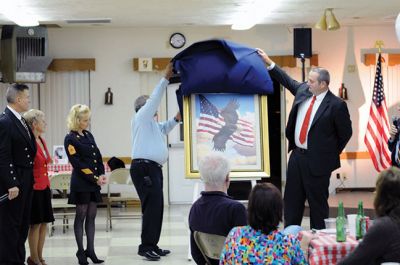 The Singing Trooper
Dan “The Singing Trooper” Clark and his wife, Mary, entertain attendees at Saturday’s Friends of Benjamin D. Cushing Veterans of Foreign Wars Post 2425 benefit recognizing members and the Ladies Auxiliary in Marion. Photos by Felix Perez. 
