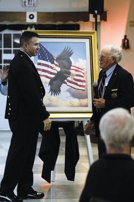 The Singing Trooper
Dan “The Singing Trooper” Clark and his wife, Mary, entertain attendees at Saturday’s Friends of Benjamin D. Cushing Veterans of Foreign Wars Post 2425 benefit recognizing members and the Ladies Auxiliary in Marion. Photos by Felix Perez. 
