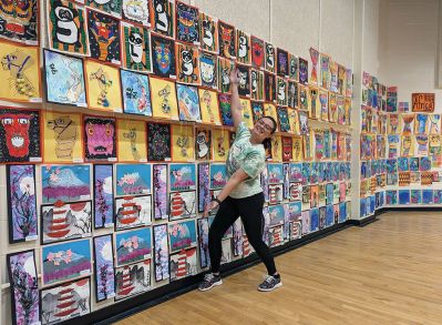 Sippican Arts
Boston artist Bren Bataclan and Sippican Elementary School art teacher Katie Pike show off Bataclan's artwork during the Marion school’s Arts in Action event. Featured work was created by students in Grades K-6 as part of their ongoing Global Art Adventure curriculum. Photos courtesy of Old Rochester Regional School District and MA Superintendency Union #55
