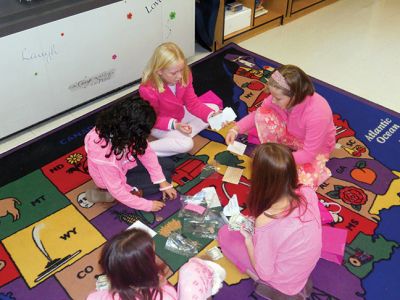 Think Pink Day
Fourth graders at Sippican School under the guidance of teachers, Nicole Radke, Kim Souza, MJ Menezes and Courtney Sheehan, organized the school’s first ever ‘Think Pink Day’ on Friday, October 25th. The purpose of this spirit-wear fundraiser was to build community support and recognition of Breast Cancer Awareness Month.  Students created posters, shared announcements over the intercom, and delivered flyers to classrooms to promote the 1-day event. Photo courtesy Nicole Radke.
