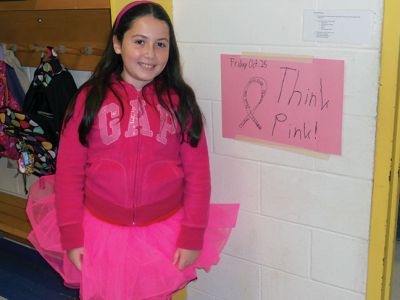 Think Pink Day
Fourth graders at Sippican School under the guidance of teachers, Nicole Radke, Kim Souza, MJ Menezes and Courtney Sheehan, organized the school’s first ever ‘Think Pink Day’ on Friday, October 25th. The purpose of this spirit-wear fundraiser was to build community support and recognition of Breast Cancer Awareness Month.  Students created posters, shared announcements over the intercom, and delivered flyers to classrooms to promote the 1-day event. Photo courtesy Nicole Radke.
