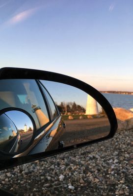 Ned's Point 
A recent sunrise visit to Ned's Point to ponder all that the new day would bring resulted in multiple reflections of Mattapoisett's iconic lighthouse as well. Photo courtesy Marcy Smith
