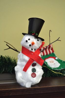 Build-your-own Snowman
Under the direction of Jeanne McCullough, children at the Mattapoisett Free Library on December 30 participated in a step-by-step build-your-own snowperson activity during the winter school break. Little fingers sticky with glue flattened out cotton balls and fastened them to prefabricated Styrofoam snowperson shapes, and then glued on the trimmings under the guidance of caregivers. Photos by Jean Perry
