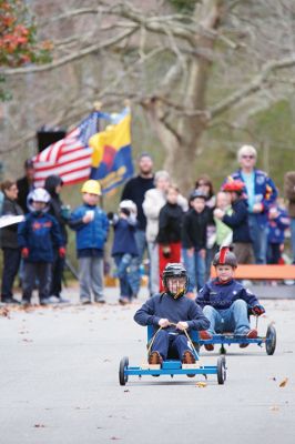 Soapbox Derby 
The Marion Cub Scouts Pack 32 Biennial Soapbox Derby rolled through Holmes Street in Marion on November 14, along with the annual food drive in partnership with the Marion Police and the First Congregational Church of Marion. Over 500 pounds of food were 
