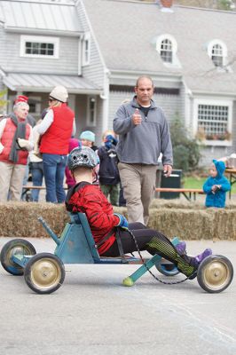 Soapbox Derby 
The Marion Cub Scouts Pack 32 Biennial Soapbox Derby rolled through Holmes Street in Marion on November 14, along with the annual food drive in partnership with the Marion Police and the First Congregational Church of Marion. Over 500 pounds of food were collected and donated to M.O. L.I.F.E. of Fairhaven. Photos by Colin Veitch
