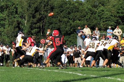 ORR football 
The ORR football team gave it their all and played from the heart at the September 11, 2010 game against Nauset. ORR ultimately lost the game, 18 to 42, but it is still early in the season! Photo by Ben Resendes.
