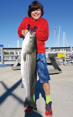 A Striper for Papa
Rudd "Papa" Wyman recounts his tale of grandson Ben's "Mama Fish" striper he caught back in October in his story titled "A Striper for Papa". Photo courtesy Rudd Wyman
