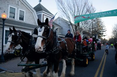 Marion Holiday Stroll 
The annual Marion Holiday Stroll took place on Sunday, December 11, 2011. As usual, Santa arrived at Barden's Boatyard on Front Street and with the help of the Sippican School Cottage Street Jam Band, led the Stroll to the Bicentennial Park for a tree lighting. Photo by Felix Perez.
