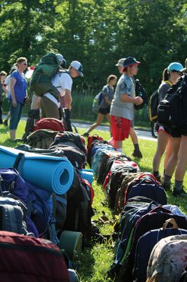 Stayin’ Alive 
Survival Week at ORR Junior High kicked off on the early morning of Sunday, June 17, as the 7th-graders boarded the busses for Western Massachusetts for a week of roughing it in the wild. And for this generation, that simply means no electronic devices and no Dunkin’ Donuts. Survival is now in its 46th year and still going strong. Some, like Survival leader Kevin “KT the Kilt Man” Thompson, have attended Survival since they were 7th-graders 30 years ago. Photos by Jean Perry
