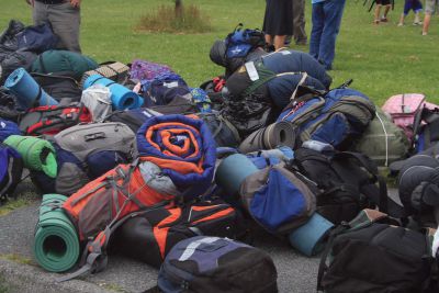 Survival
Piles of backpacks arrived before the Survival students on Saturday at ORRJHS. Photo by Katy Fitzpatrick.
