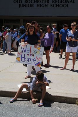 Survival Week 
Survival Week is as much a test of ORR seventh-grade students’ wilderness survival skills as it is a test of their parents’ ability to make the most of the week without their kids. On Sunday, June 9, parents, siblings, and family pets waited eagerly for their children’s arrival from Survival 2019. After a few big hugs, parents whisked their kids away to home and a hot shower. Photos by Jean Perry
