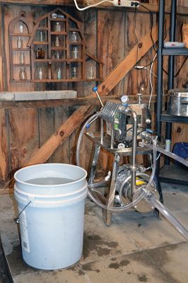 Maple Sugar Season
In Rochester, Mike Forand and his son Tim spend this time of year tapping their maple trees and boiling down the sap to make their own Rochester-made maple syrup. Photos by Jean Perry
