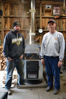 Maple Sugar Season
In Rochester, Mike Forand and his son Tim spend this time of year tapping their maple trees and boiling down the sap to make their own Rochester-made maple syrup. Photos by Jean Perry
