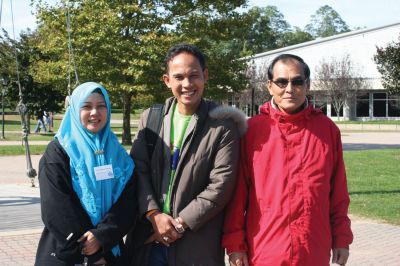 Thai Visitors
Three Thai teachers are visiting the Tri-Town area for two weeks in October to observe American teaching methods. From left to right, Lah Bualuang, Ding Tanada, and Somrak Sinsomros stand outside Tabor Academy waiting to go to Plimouth Plantation for a fun afternoon on October 12, 2009. The three teachers enjoyed an all-American lunch in the Tabor cafeteria before heading to their next destination.
