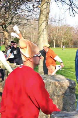 Turkey Trot
The first annual Marion Recreation Turkey Trot was held on Sunday, November 20, 2011. The winners were: Women's Division, Debe Griesbauer, 41, from Boston, with a running time of 19:19; and Men's Division, Taylor Washburn, 26, of Marion MA, with a running time of 16:42. Photo by Robert Chiarito.
