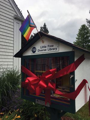 Tri-Town Against Racism
The Town of Rochester received a Little Diverse Free Library on June 17 when members of Tri-Town Against Racism performed a ribbon-cutting and associated Juneteenth celebration at Plumb Library. The ribbon was cut by Owen Excellent, and guest speaker Leon Correy spoke to overcoming struggles and the need for equity for all people. Entertainment was provided by Grace Morrison, and Trevor Brown Jr. spoke on the design of the Juneteenth Flag. Photos by Marilou Newell
