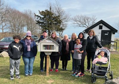 Ned's Point Little Free Diverse Library
A small group of volunteers gathered with very short notice to mark the occasion of having our Ned's Point Little Free Diverse Library back in service after being badly vandalized back in November. From left, Kelcey Robertson Jr., Rhonda Baptiste, Kevin Hunt, Caitlin Hunt, Susan Pizzolato, Alison Noyce, Taj Thomas, Tangi Thomas, Alice Openshaw and her granddaughter. Tri-Town Against Racism is planning a larger celebration for the community. After the vandalism
