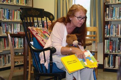 Taber Fall Lapsit Program
The Fall Lapsit Program for babies kicked off on October 7 at the Taber Library in Marion. Babies and their caregivers enjoy 20 minutes of stories and 20 minutes of social time. Children’s Librarian Rosemary Gray delighted five happy babies with some peekaboo, short stories such as Where is Baby’ Belly Button, and songs like the Itsy Bitsy Spider. The program starts at 10:30 am Tuesdays until November 25. Photos by Jean Perry
