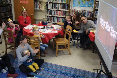 New Year’s Eve
The Taber Library knows that it’s hard for the little ones to stay up until midnight on New Year’s Eve, which is why Children’s Librarian Rosemary Grey hosted a midday mock-midnight New year’s Eve-Day party, complete with party tiaras, horns, snacks, and don’t forget the bubbly apple juice! Photos by Jean Perry

