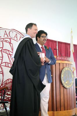 Tabor Academy
Olympic gold medalist Colleen Coyne of the Class of 1989 gave the Commencement Address, as Tabor Academy held its graduation exercises on May 31 under a large, white tent open to the sea air coming off Sippican Harbor. Coyne, a member of the 1998 Team USA ice hockey team, spoke of her experience learning to balance personal success against society’s measure of success. Photos by Mick Colageo
