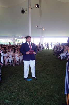Tabor Academy
Olympic gold medalist Colleen Coyne of the Class of 1989 gave the Commencement Address, as Tabor Academy held its graduation exercises on May 31 under a large, white tent open to the sea air coming off Sippican Harbor. Coyne, a member of the 1998 Team USA ice hockey team, spoke of her experience learning to balance personal success against society’s measure of success. Photos by Mick Colageo
