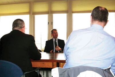 TaborHead
 Last week’s first official meet-and-greet between the Marion Board of Selectmen and the new Tabor Head of School. Photo by Paul Lopes
