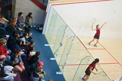 Squash at Tabor
On Saturday, January 4, 2013, Tabor Academy hosted Phillips Exeter Academy in a women’s junior varsity and varsity squash tournament.  The Tabor team, which has almost 40 players, had a 1-2 record going into Saturday’s competition.  Tabor has a long history with the sport; the original wooden courts can be still be found on the Marion campus. Photo by Eric Tripoli.
