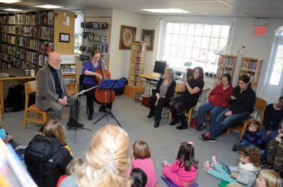 Symphony Tales
The New Bedford Symphony Orchestra held a “Symphony Tales” program at the Plumb Library on Saturday,February 4. The children attending were introduced to the cello and a cellist played background music during a reading of “Scritch Scratch: A Perfect Match” by local author Kim Marcus. Photo by Felix Perez
