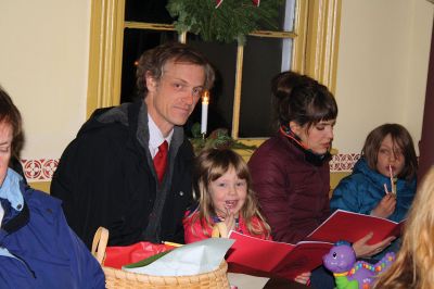 Tinkhamtown Chapel Christmas Carol Sing
The organ was back in business this year for the annual Tinkhamtown Chapel Christmas Carol Sing on Saturday, December 17. The kerosene lamps were lit, the children partook in the traditional “The Twelve Days if Christmas,” and all was merry and bright as Christmas in Mattapoisett should be. Photos by Jean Perry
