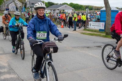 Tour de Crème
Benjamin Schwartz (192) and Carolina Silva Martinez (193) push hard, along with Constance Chandler (228), while the Sharpe family takes an ice cream break. All were participating on the 22-mile ride of the recent Tour de Crème fundraising event held by the Mattapoisett Land Trust. The MLT estimated 350 riders this year, along with 100 volunteers and seven awesome, participating creameries. It was a successful event, as the MLT leads up to its 50th anniversary celebration at the end of June at the Munro Pres
