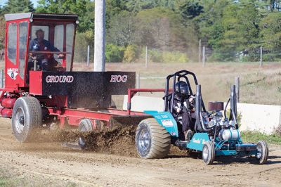 Mass Mini Tractor Pullers 
The Rochester Country Fairgrounds hosted a tractor pull of the Mass Mini Tractor Pullers Association on October 10. The tractors are hand-built by their owners, using naturally-aspirated auto engines that are 500-1,000 horsepower. There will be another all-day tractor pull event on October 24 from 9:00 am to 5:00 pm. Photos by Colin Veitch
