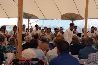 Tri-County Symphonic Band
The Tri-County Symphonic Band, under the direction of Philip Sanborn, hosted its 14th Annual Benefit Pops Concert beneath a breezy tent on the grounds of Tabor Academy on Sunday, June 12. This year’s concert had the appropriate theme “Celebration of the Sea,” and event-goers delighted in ocean-themed songs (and cupcakes) with Sippican Harbor as the backdrop. Photos by Jean Perry
