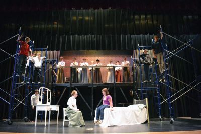 Triangle
Triangle, a play by Laurie Brooks, is set against the backdrop of the historic Triangle Shirtwaist Factory fire of 1911. Triangle will be performed by the Old Rochester Regional High School (ORR) Drama Club, November 17 through 20 in the high school auditorium. Tickets are $10 for students and seniors and $12 for adults. For more ticket information contact Lisa Cardoza at 508-758-6762. Photo by Samuel Resendes.
