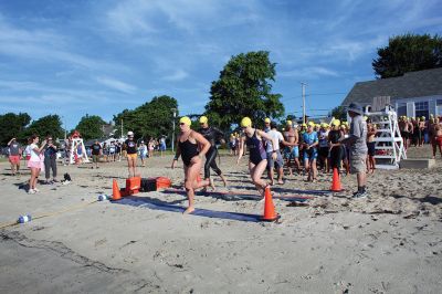 Mattapoisett Lions Club’s annual Sprint Triathlon 
Multiple generations greeted a pleasant Sunday morning and competed in the Mattapoisett Lions Club’s annual Sprint Triathlon that began at the Town Beach and ended nearby on Water Street. Photos by Mick Colageo
