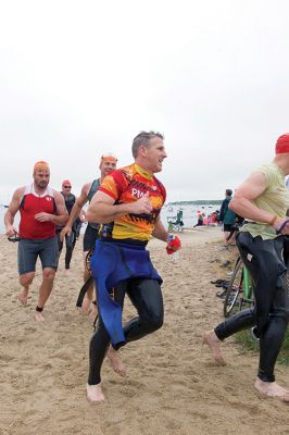 Triathlon
The Triathlon kicked off the first of the many Harbor Days events scheduled over the week and into the weekend. Hosted by the Mattapoisett Lions Club every year, the triathlon takes racers .25 miles from the shore of Town Beach and back, 10 miles bicycling through Mattapoisett, and 5K through the village around Ned’s Point Lighthouse. Photos by Colin Veitch
